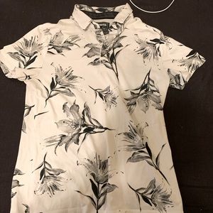 Express shirt white with black flowers